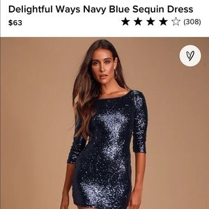 Lulu's Navy Sequin Dress XS delightful ways
